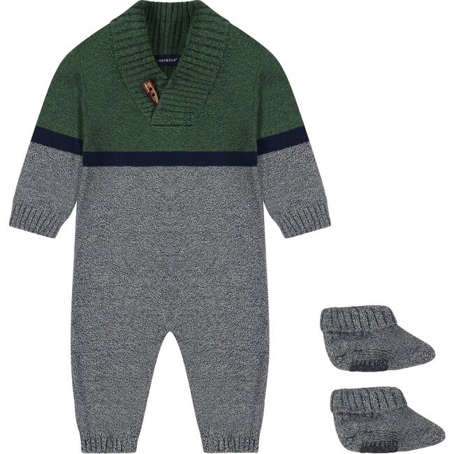 Maisonette One Piece Sweater Knit Coverall, Green 0-3m Nwt — image 4 of 7